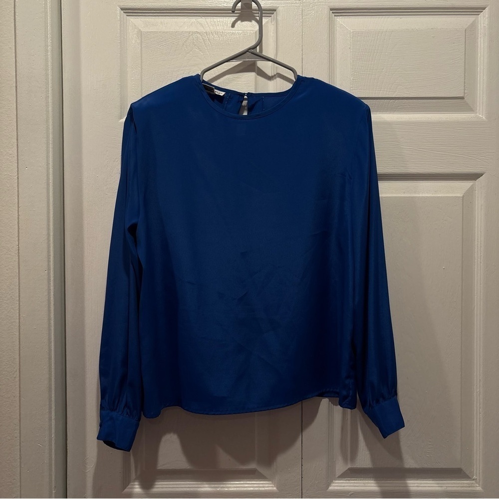 Vintage Blue Hana Sung Chiffon Blouse - Size 8